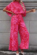 Load image into Gallery viewer, Rose Leopard Loose Sleeve Belted Wide Leg Jumpsuit - Fashion Queen -  7
