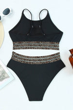 Load image into Gallery viewer, Rose Leopard Mesh Trim 2pcs Bikini Swimsuit - Fashion Queen -  18
