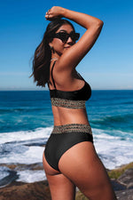 Load image into Gallery viewer, Rose Leopard Mesh Trim 2pcs Bikini Swimsuit - Fashion Queen -  6
