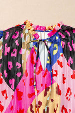 Load image into Gallery viewer, Rose Leopard Print Short Sleeve Tiered Ruffle Mini Dress - Fashion Queen -  11

