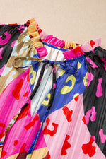 Load image into Gallery viewer, Rose Leopard Print Short Sleeve Tiered Ruffle Mini Dress - Fashion Queen -  13

