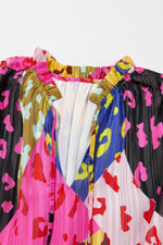 Load image into Gallery viewer, Rose Leopard Print Short Sleeve Tiered Ruffle Mini Dress - Fashion Queen -  17
