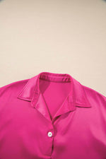 Load image into Gallery viewer, Rose Red Buttoned Collar Shift T-shirt Mini Dress - Fashion Queen -  7
