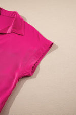 Load image into Gallery viewer, Rose Red Buttoned Collar Shift T-shirt Mini Dress - Fashion Queen -  9
