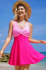 Load image into Gallery viewer, Rose Red Crisscross Straps Tie Back Flared One Piece Swimsuit - Fashion Queen -  11
