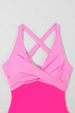 Load image into Gallery viewer, Rose Red Crisscross Straps Tie Back Flared One Piece Swimsuit - Fashion Queen -  15
