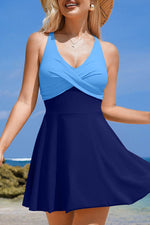 Load image into Gallery viewer, Rose Red Crisscross Straps Tie Back Flared One Piece Swimsuit - Fashion Queen -  4
