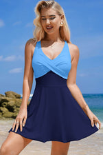 Load image into Gallery viewer, Rose Red Crisscross Straps Tie Back Flared One Piece Swimsuit - Fashion Queen -  6
