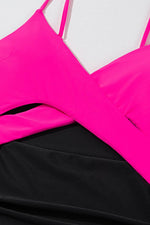 Load image into Gallery viewer, Rose Red Crossover Colorblock Cutout One Piece Swimsuit - Fashion Queen -  21
