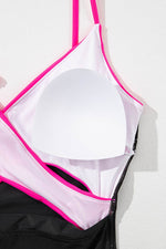 Load image into Gallery viewer, Rose Red Crossover Colorblock Cutout One Piece Swimsuit - Fashion Queen -  28
