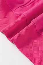 Load image into Gallery viewer, Rose Red Drop Shoulder Crisscross Stitching Pocketed Loose Sweatshirt - Fashion Queen -  15
