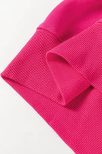 Load image into Gallery viewer, Rose Red Drop Shoulder Crisscross Stitching Pocketed Loose Sweatshirt - Fashion Queen -  16

