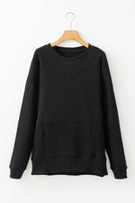 Load image into Gallery viewer, Rose Red Drop Shoulder Crisscross Stitching Pocketed Loose Sweatshirt - Fashion Queen -  17
