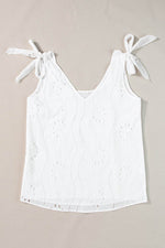 Load image into Gallery viewer, Rose Red Embroidery Patterned Knotted Straps V Neck Tank Top - Fashion Queen -  18
