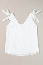 Load image into Gallery viewer, Rose Red Embroidery Patterned Knotted Straps V Neck Tank Top - Fashion Queen -  19
