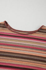 Load image into Gallery viewer, Rose Red Ethnic Striped Wide Cropped Long Sleeve Top - Fashion Queen -  8

