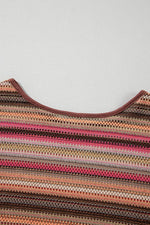 Load image into Gallery viewer, Rose Red Ethnic Striped Wide Cropped Long Sleeve Top - Fashion Queen -  9
