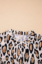 Load image into Gallery viewer, Rose Red Oversized Leopard Print Balloon Sleeve Casual Shirt - Fashion Queen -  24

