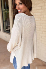 Load image into Gallery viewer, Rose Red Waffle Knit Side Slits Loose Fit V Neck Top - Fashion Queen -  5
