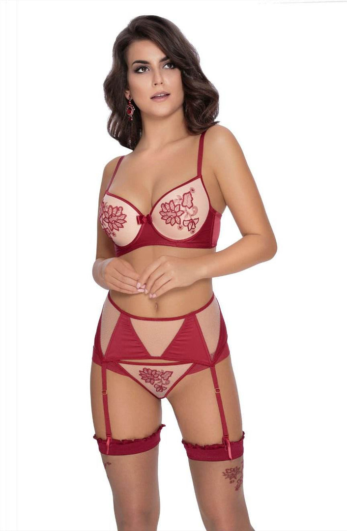 Roza Mehendi Suspender Belt Claret - Fashion Queen -  4