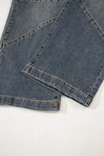 Load image into Gallery viewer, Sail Blue Exposed Stitching Loose Straight High Waist Jeans - Fashion Queen -  12
