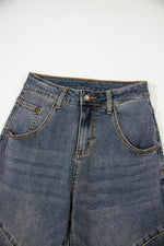 Load image into Gallery viewer, Sail Blue Exposed Stitching Loose Straight High Waist Jeans - Fashion Queen -  15
