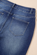 Load image into Gallery viewer, Sail Blue High Rise Dual Button Distressed Raw Hem Flared Jeans - Fashion Queen -  10
