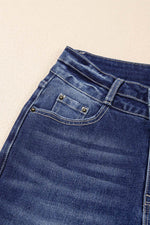 Load image into Gallery viewer, Sail Blue High Rise Dual Button Distressed Raw Hem Flared Jeans - Fashion Queen -  6
