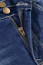 Load image into Gallery viewer, Sail Blue High Rise Dual Button Distressed Raw Hem Flared Jeans - Fashion Queen -  7
