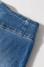 Load image into Gallery viewer, Sail Blue High Waist Button Fly Seamed Raw Hem Flare Jeans - Fashion Queen -  11
