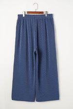 Load image into Gallery viewer, Sail Blue Ribbed V Neck Tee and Pants Plus Size Set - Fashion Queen -  16
