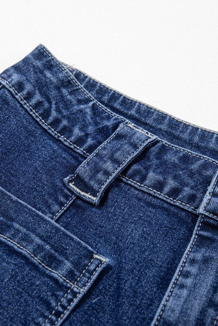 Sail Blue Wide Leg Pocketed High Waist Jeans - Fashion Queen -  7