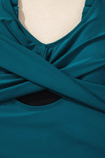 Load image into Gallery viewer, Sea Green Adjustable Straps Cutout Ruched Knot Slit One Piece Swim Dress - Fashion Queen -  15
