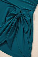 Load image into Gallery viewer, Sea Green Adjustable Straps Cutout Ruched Knot Slit One Piece Swim Dress - Fashion Queen -  16
