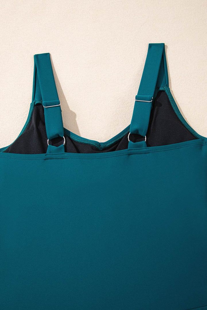 Sea Green Adjustable Straps Cutout Ruched Knot Slit One Piece Swim Dress - Fashion Queen -  17