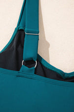 Load image into Gallery viewer, Sea Green Adjustable Straps Cutout Ruched Knot Slit One Piece Swim Dress - Fashion Queen -  18
