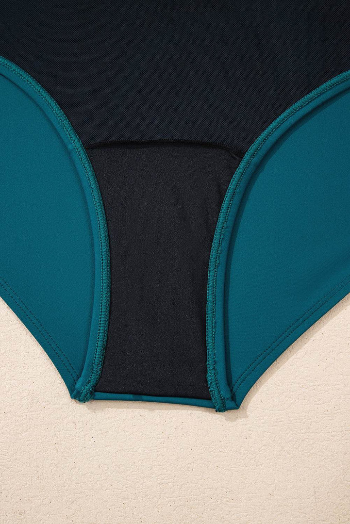 Sea Green Adjustable Straps Cutout Ruched Knot Slit One Piece Swim Dress - Fashion Queen -  23