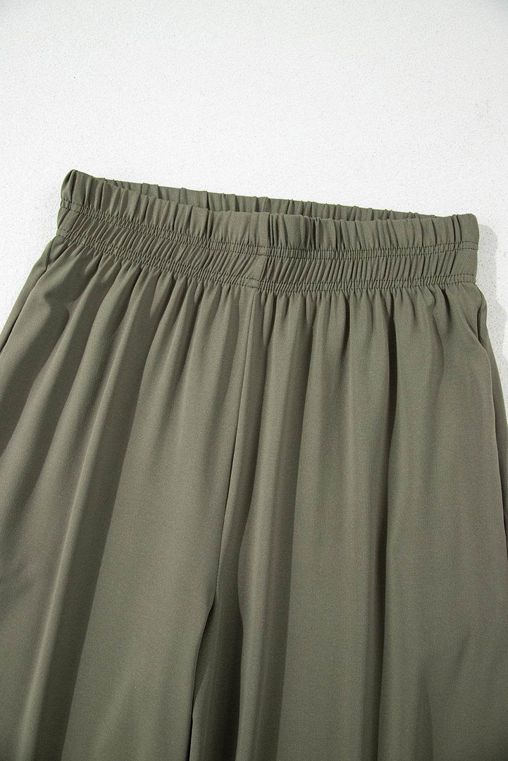 Seagrass Raw Hem Loose Tee and Wide Leg Pants Set - Fashion Queen -  17