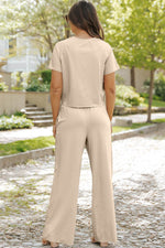 Load image into Gallery viewer, Seagrass Raw Hem Loose Tee and Wide Leg Pants Set - Fashion Queen -  23
