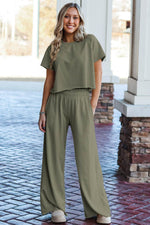 Load image into Gallery viewer, Seagrass Raw Hem Loose Tee and Wide Leg Pants Set - Fashion Queen -  7
