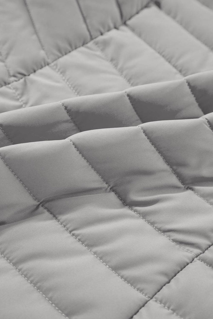 Silvery Plush Collared Quilted Zipped Puffer Vest - Fashion Queen -  17