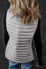 Load image into Gallery viewer, Silvery Plush Collared Quilted Zipped Puffer Vest - Fashion Queen -  2

