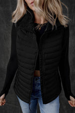 Load image into Gallery viewer, Silvery Plush Collared Quilted Zipped Puffer Vest - Fashion Queen -  27

