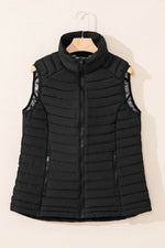 Load image into Gallery viewer, Silvery Plush Collared Quilted Zipped Puffer Vest - Fashion Queen -  28
