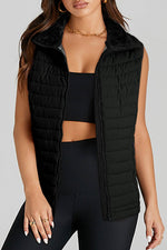 Load image into Gallery viewer, Silvery Plush Collared Quilted Zipped Puffer Vest - Fashion Queen -  4
