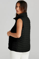 Load image into Gallery viewer, Silvery Plush Collared Quilted Zipped Puffer Vest - Fashion Queen -  5
