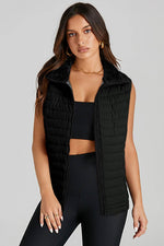 Load image into Gallery viewer, Silvery Plush Collared Quilted Zipped Puffer Vest - Fashion Queen -  6
