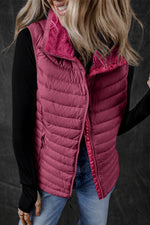 Load image into Gallery viewer, Silvery Plush Collared Quilted Zipped Puffer Vest - Fashion Queen -  7
