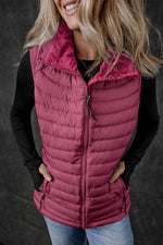 Load image into Gallery viewer, Silvery Plush Collared Quilted Zipped Puffer Vest - Fashion Queen -  9
