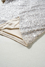 Load image into Gallery viewer, Silvery Sequin Puff Sleeve Cutout Back Blouse - Fashion Queen -  12
